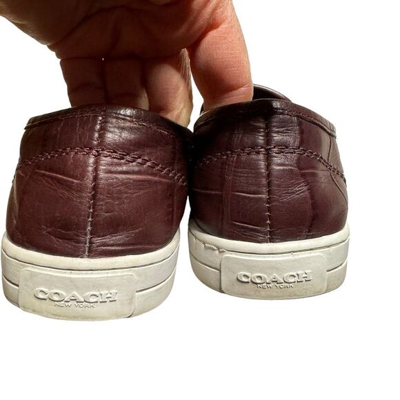 Coach Parkside Slip On Women's Cordovan Burgundy Sneakers Reptile Size 7 - Picture 5 of 7
